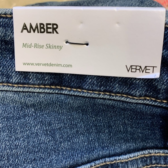 Vervet Los Angeles Amber Mid-rise Skinny Blue Distressed Jeans NWT Size 32 - Picture 9 of 9